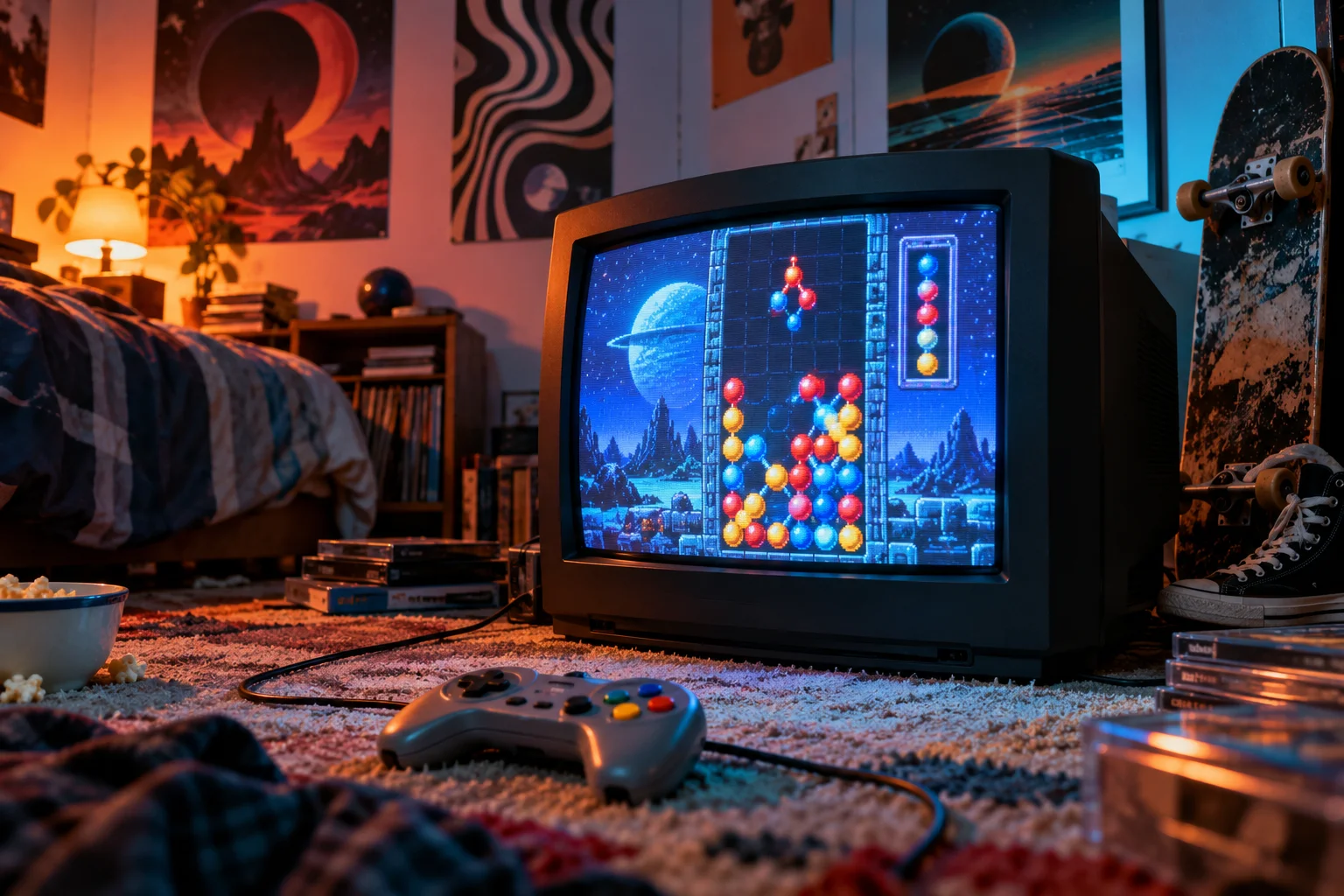 Телевизор с игрой о соединении частиц